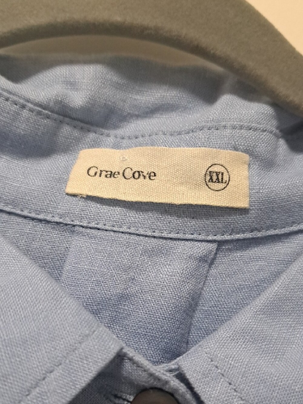 Light Blue Button-Up Collared Women's Top - Picture 2 of 4